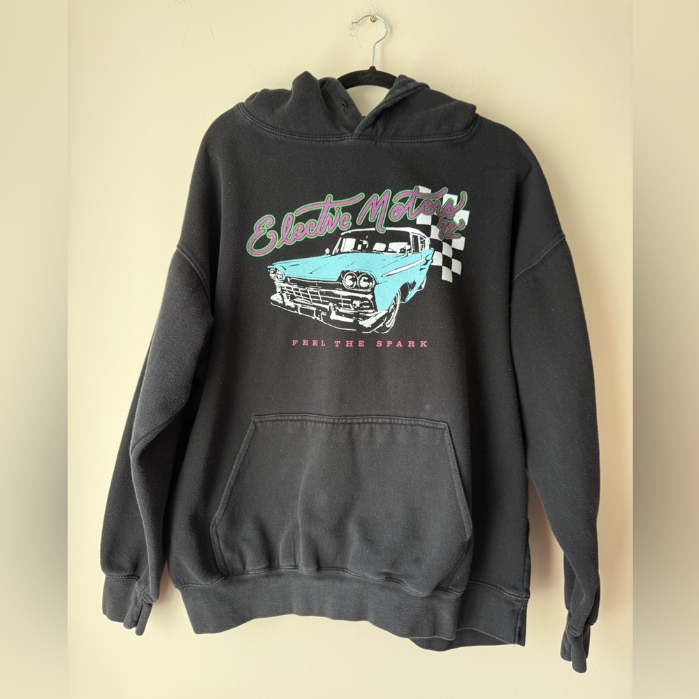 Black Hoodie with Retro Car Graphic